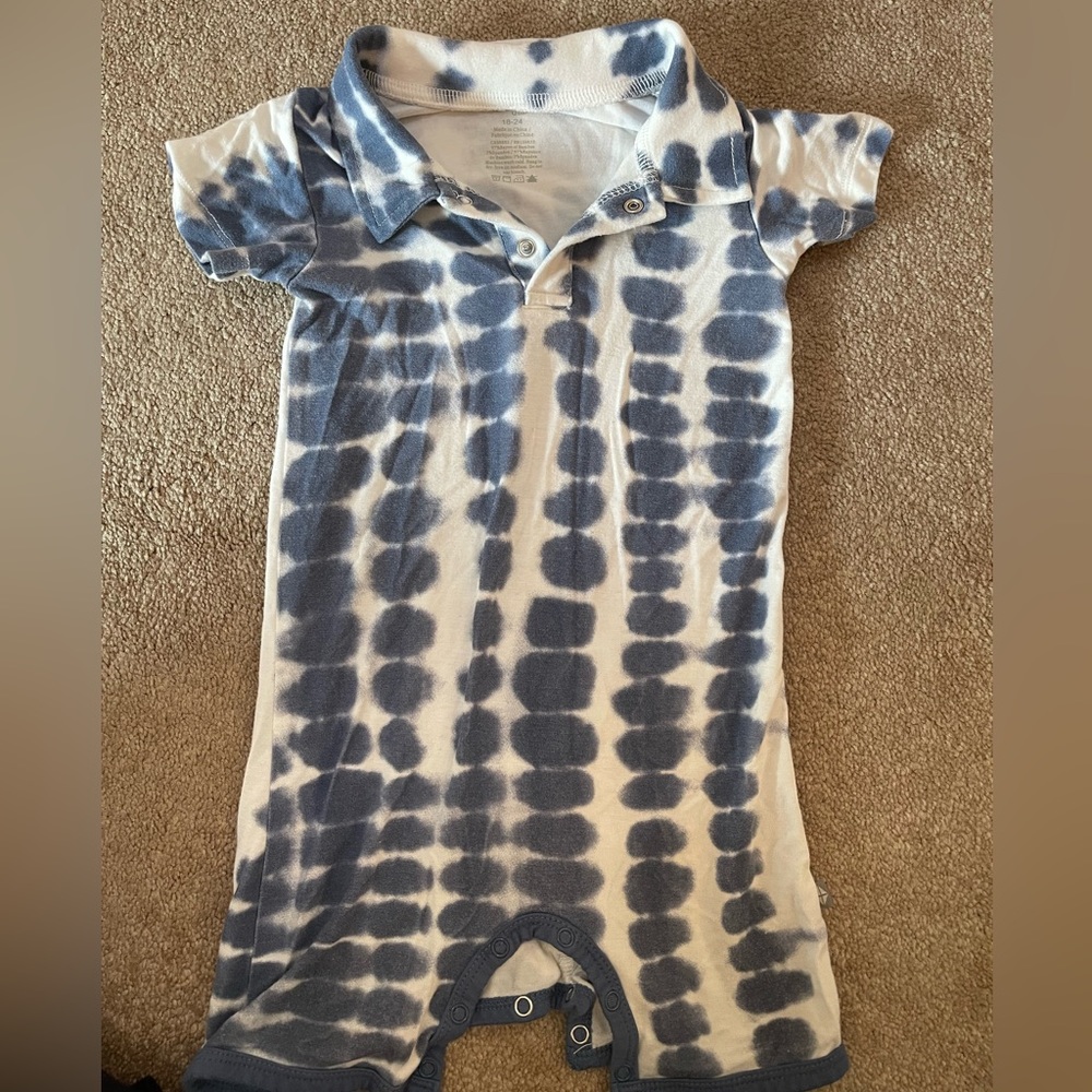 Kyte Baby Riptide Shorts Romper in Blue